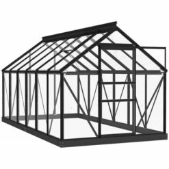 INLIFE Serre En Verre Anthracite 155x298x191 Cm Aluminium