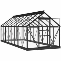 INLIFE Serre En Verre Anthracite 155x395,5x191 Cm Aluminium