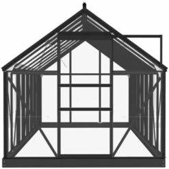 INLIFE Serre En Verre Anthracite 155x395,5x191 Cm Aluminium -France Serre de jardin Soldes 2022 55644014 4