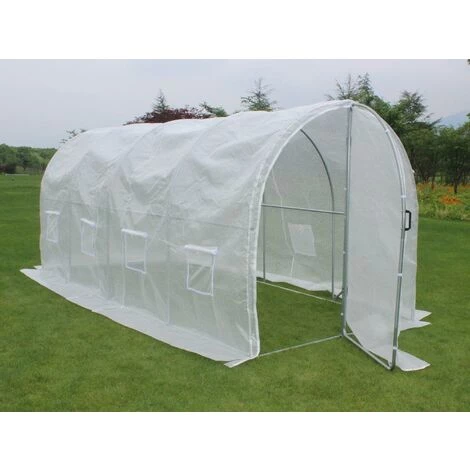 VENTE-UNIQUE.COM Couverture De Rechange Pour Serre Tunnel Avec Porte 9 M² - L450 X L200 X H200 Cm - ALOCASIA - Blanc 4 VENTE-UNIQUE.COM Couverture De Rechange Pour Serre Tunnel Avec Porte 9 M² - L450 X L200 X H200 Cm - ALOCASIA - Blanc – Image 2