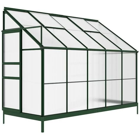 VENTE-UNIQUE.COM Serre De Jardin Adossée En Polycarbonate De 3,7 M² Avec Embase - Vert - CALICE II - Vert Sapin 5 VENTE-UNIQUE.COM Serre De Jardin Adossée En Polycarbonate De 3,7 M² Avec Embase - Vert - CALICE II - Vert Sapin – Image 3
