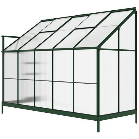 VENTE-UNIQUE.COM Serre De Jardin Adossée En Polycarbonate De 3,7 M² Avec Embase - Vert - CALICE II - Vert Sapin 7 VENTE-UNIQUE.COM Serre De Jardin Adossée En Polycarbonate De 3,7 M² Avec Embase - Vert - CALICE II - Vert Sapin – Image 5
