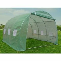 VENTE-UNIQUE.COM Serre Tunnel Avec Structure En Acier 9 M² - L300 X L300 X H200 Cm - IPOMEA - Vert