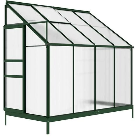 VENTE-UNIQUE.COM Serre De Jardin Adossée En Polycarbonate De 2,9m² Avec Embase - Vert - ZENAIS - Vert Sapin 5 VENTE-UNIQUE.COM Serre De Jardin Adossée En Polycarbonate De 2,9m² Avec Embase - Vert - ZENAIS - Vert Sapin – Image 3