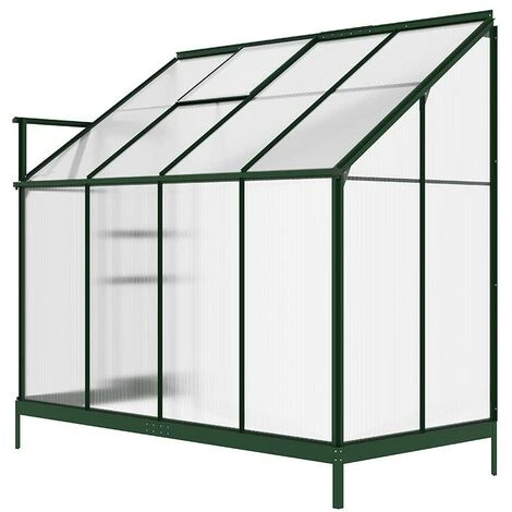VENTE-UNIQUE.COM Serre De Jardin Adossée En Polycarbonate De 2,9m² Avec Embase - Vert - ZENAIS - Vert Sapin 7 VENTE-UNIQUE.COM Serre De Jardin Adossée En Polycarbonate De 2,9m² Avec Embase - Vert - ZENAIS - Vert Sapin – Image 5