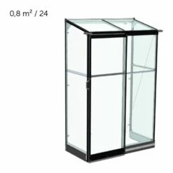 HALLS Serre Adossée Qube Lean-to En Verre Trempé 0.80m², Base Base Black - Noir