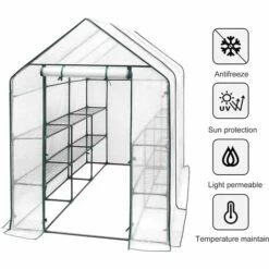 WOLTU Serre De Jardin PE. Serre Pour Légumes Avec Porte. Blanc. 143x215x195cm -France Serre de jardin Soldes 2022 57122753 3