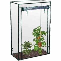 MACARON Serre Pour Tomates Jardin PVC Terrasse Portable Avec Porte Fermeture Enroulable Jardin Conservatoire Couverture PVC Serre Semis Élevage Isolation Thermique Coupe-Vent (sans Support), Vert,50 X 100 X 150 Cm LO-Ron