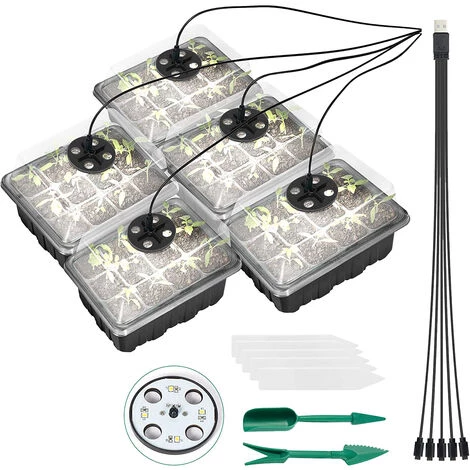 SUPERSELLER Germoir 5PCS Plateau De Démarrage De Graines De Plantes Avec Lampes De Culture Pour Planter Des Graines 60 Cellules De Semis Kit De Démarrage De Plantes Biologiques Avec 5 étiquettes 2 Outils De Transplantation - Le Noir 3 SUPERSELLER Germoir 5PCS Plateau De Démarrage De Graines De Plantes Avec Lampes De Culture Pour Planter Des Graines 60 Cellules De Semis Kit De Démarrage De Plantes Biologiques Avec 5 étiquettes 2 Outils De Transplantation - Le Noir
