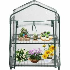 AIDUCHO Couverture De Jardin à Effet De Serre Pour Plantes De Maison à 2 Niveaux PVC étanche Mini Couverture De Jardin Anti-ultraviolets Pour La Décoration De La Maison (sans Cadre En Fer)-69*49*92cm
