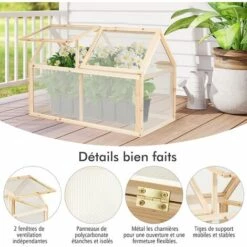 RELAX4LIFE Mini Serre De Jardin En Bois Peint Anti-Corrosion, Serre à Tomate Extérieure Avec 2 Toit Ouvrable Fixable En Panneaux Polycarbonate Isolation Thermique(100×55×70 Cm) 10 RELAX4LIFE Mini Serre De Jardin En Bois Peint Anti-Corrosion, Serre à Tomate Extérieure Avec 2 Toit Ouvrable Fixable En Panneaux Polycarbonate Isolation Thermique(100×55×70 Cm) -France Serre de jardin Soldes 2022 60464523 4