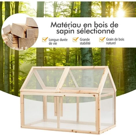 RELAX4LIFE Mini Serre De Jardin En Bois Peint Anti-Corrosion, Serre à Tomate Extérieure Avec 2 Toit Ouvrable Fixable En Panneaux Polycarbonate Isolation Thermique(100×55×70 Cm) 7 RELAX4LIFE Mini Serre De Jardin En Bois Peint Anti-Corrosion, Serre à Tomate Extérieure Avec 2 Toit Ouvrable Fixable En Panneaux Polycarbonate Isolation Thermique(100×55×70 Cm) – Image 5