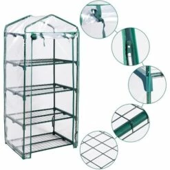 RELAX4LIFE Serre De Jardin En PE Transparent Avec Porte Enroulable Et Fermeture à Zip, Serre Tente D'Extérieur Imperméable Anti-UV à 4 Étages En Métal Pour Légumes, Fruits, Fleurs, 69X49X160 CM -France Serre de jardin Soldes 2022 60464554 2