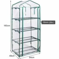 RELAX4LIFE Serre De Jardin En PE Transparent Avec Porte Enroulable Et Fermeture à Zip, Serre Tente D'Extérieur Imperméable Anti-UV à 4 Étages En Métal Pour Légumes, Fruits, Fleurs, 69X49X160 CM -France Serre de jardin Soldes 2022 60464554 3
