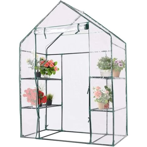 RELAX4LIFE Serre De Jardin Solide En PVC Avec Étagères En Maille De Fer Et Bâche Pour Serre Transparent Imperméable, Facile à Assembler, 143 X 73 X 195 Cm (143x73x195cm, Transparent) 3 RELAX4LIFE Serre De Jardin Solide En PVC Avec Étagères En Maille De Fer Et Bâche Pour Serre Transparent Imperméable, Facile à Assembler, 143 X 73 X 195 Cm (143x73x195cm, Transparent)