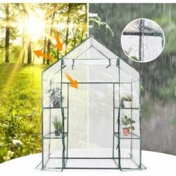 RELAX4LIFE Serre De Jardin Solide En PVC Avec Étagères En Maille De Fer Et Bâche Pour Serre Transparent Imperméable, Facile à Assembler, 143 X 73 X 195 Cm (143x73x195cm, Transparent) 10 RELAX4LIFE Serre De Jardin Solide En PVC Avec Étagères En Maille De Fer Et Bâche Pour Serre Transparent Imperméable, Facile à Assembler, 143 X 73 X 195 Cm (143x73x195cm, Transparent) -France Serre de jardin Soldes 2022 60464650 4