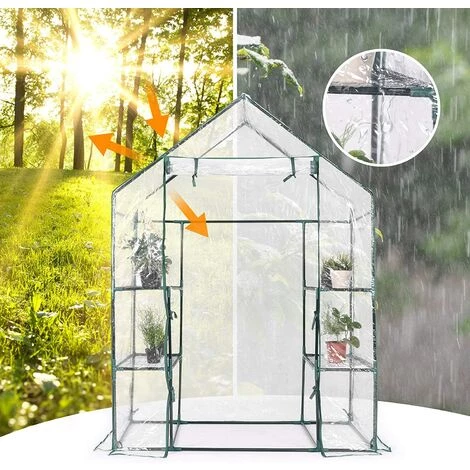 RELAX4LIFE Serre De Jardin Solide En PVC Avec Étagères En Maille De Fer Et Bâche Pour Serre Transparent Imperméable, Facile à Assembler, 143 X 73 X 195 Cm (143x73x195cm, Transparent) 6 RELAX4LIFE Serre De Jardin Solide En PVC Avec Étagères En Maille De Fer Et Bâche Pour Serre Transparent Imperméable, Facile à Assembler, 143 X 73 X 195 Cm (143x73x195cm, Transparent) – Image 4