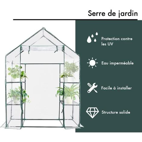 RELAX4LIFE Serre De Jardin Solide En PVC Avec Étagères En Maille De Fer Et Bâche Pour Serre Transparent Imperméable, Facile à Assembler, 143 X 73 X 195 Cm (143x73x195cm, Transparent) 7 RELAX4LIFE Serre De Jardin Solide En PVC Avec Étagères En Maille De Fer Et Bâche Pour Serre Transparent Imperméable, Facile à Assembler, 143 X 73 X 195 Cm (143x73x195cm, Transparent) – Image 5