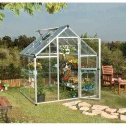 CANOPIA Serre De Jardin En Polycarbonate Harmony 3,44 M², Couleur Argent, Ancrage Au Sol Oui - Argent -France Serre de jardin Soldes 2022 6073119 2