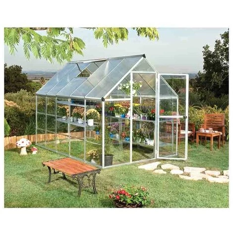 CANOPIA Serre De Jardin En Polycarbonate Hybrid 5,66 M², Couleur Argent, Ancrage Au Sol Oui - Argent 4 CANOPIA Serre De Jardin En Polycarbonate Hybrid 5,66 M², Couleur Argent, Ancrage Au Sol Oui - Argent – Image 2