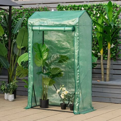 COSTWAY Serre De Jardin Portable-100 Cm X 50 Cm X 170 Cm Avec Porte à Glissière Enroulable-2 Sangles Housse En Plastique PE 3 COSTWAY Serre De Jardin Portable-100 Cm X 50 Cm X 170 Cm Avec Porte à Glissière Enroulable-2 Sangles Housse En Plastique PE