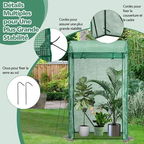 COSTWAY Serre De Jardin Portable-100 Cm X 50 Cm X 170 Cm Avec Porte à Glissière Enroulable-2 Sangles Housse En Plastique PE 4 COSTWAY Serre De Jardin Portable-100 Cm X 50 Cm X 170 Cm Avec Porte à Glissière Enroulable-2 Sangles Housse En Plastique PE – Image 2