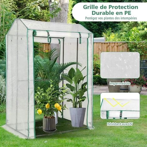 COSTWAY Serre De Jardin Portable-100 Cm X 81 Cm X 150 Cm-2 Portes à Enroulement-4 Grilles-Intérieur & Extérieur-Structure En Acier 4 COSTWAY Serre De Jardin Portable-100 Cm X 81 Cm X 150 Cm-2 Portes à Enroulement-4 Grilles-Intérieur & Extérieur-Structure En Acier – Image 2