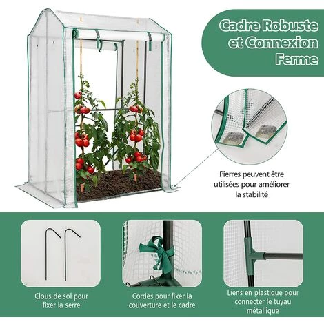 COSTWAY Serre De Jardin Portable-100 Cm X 81 Cm X 150 Cm-2 Portes à Enroulement-4 Grilles-Intérieur & Extérieur-Structure En Acier 6 COSTWAY Serre De Jardin Portable-100 Cm X 81 Cm X 150 Cm-2 Portes à Enroulement-4 Grilles-Intérieur & Extérieur-Structure En Acier – Image 4