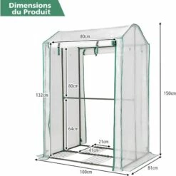 COSTWAY Serre De Jardin Portable-100 Cm X 81 Cm X 150 Cm-2 Portes à Enroulement-4 Grilles-Intérieur & Extérieur-Structure En Acier 11 COSTWAY Serre De Jardin Portable-100 Cm X 81 Cm X 150 Cm-2 Portes à Enroulement-4 Grilles-Intérieur & Extérieur-Structure En Acier -France Serre de jardin Soldes 2022 61220003 5