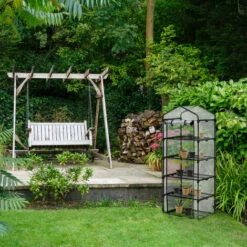 Relaxdays Serre De Balcon, Bâche En PVC, Structure En Acier, 5 étagères, HxLxP : Env. 192 X 69 X 50 cm, Noir/transparent -France Serre de jardin Soldes 2022 61313822 3