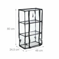 Relaxdays Serre Pour Balcon, Bâche En PVC, Structure En Acier, 3étagères, HxLxP : 80 X 48 X 24,5 cm; Noir/transparent -France Serre de jardin Soldes 2022 61313966 5