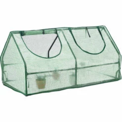 Relaxdays Serre De Jardin, Avec 2 Fenêtres, Toit Pointu, Abri En PE,HLP : 60 x 120 x 60 cm, Vert Foncé