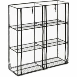 Relaxdays Serre De Jardin 6 étagères, Bâche PVC, Structure En Acier, 2 Portes, HLP : 152 X 143 X 45 cm, Transparent/noir -France Serre de jardin Soldes 2022 61313983 2