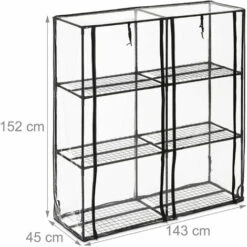 Relaxdays Serre De Jardin 6 étagères, Bâche PVC, Structure En Acier, 2 Portes, HLP : 152 X 143 X 45 cm, Transparent/noir -France Serre de jardin Soldes 2022 61313983 5