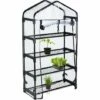 Relaxdays Serre Pour Balcon, Bâche En PVC, Structure Acier, 4 étagères, HxLxP : 125 X 69 X 29 cm, Noir/transparent