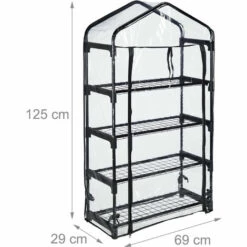 Relaxdays Serre Pour Balcon, Bâche En PVC, Structure Acier, 4 étagères, HxLxP : 125 X 69 X 29 cm, Noir/transparent -France Serre de jardin Soldes 2022 61314009 5
