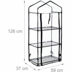 Relaxdays Serre Pour Balcon, Bâche En PVC, Structure En Acier, 3étagères, HxLxP : 126 X 59 X 37 cm; Noir/transparent -France Serre de jardin Soldes 2022 61314034 5