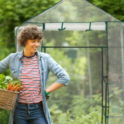 Relaxdays Serre De Jardin, Avec Bâche En PE, 4 étages, à Taille Humaine, HLP : 195x143x73 cm, Vert/transparent -France Serre de jardin Soldes 2022 61314038 4