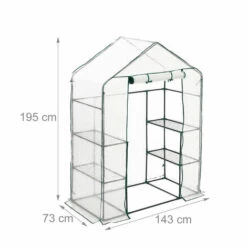 Relaxdays Serre De Jardin, Avec Bâche En PE, 4 étages, à Taille Humaine, HLP : 195x143x73 cm, Vert/transparent -France Serre de jardin Soldes 2022 61314038 5