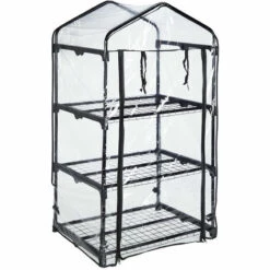 Relaxdays Serre De Balcon, Bâche En PVC, Structure Acier, 3 étagères, HxLxP : 127 X 69 X 49 Cm, Noir/transparent -France Serre de jardin Soldes 2022 61314096 2