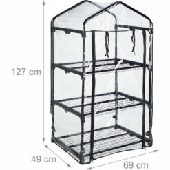 Relaxdays Serre De Balcon, Bâche En PVC, Structure Acier, 3 étagères, HxLxP : 127 X 69 X 49 Cm, Noir/transparent -France Serre de jardin Soldes 2022 61314096 5