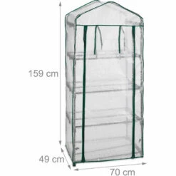 Relaxdays Serre De Balcon, Métal & Bâche En PE, Avec Portes Et Filet, H X L X P : 159 X 70 X 49 cm, Vert/blanc -France Serre de jardin Soldes 2022 61314097 5