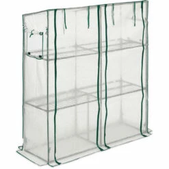 Relaxdays Petite Serre, 4 étagères, 2 Portes Et Fenêtres, Toit Incliné, En PE, HxLxP : 162 X 143 X 46 Cm, Blanc -France Serre de jardin Soldes 2022 61314105 2