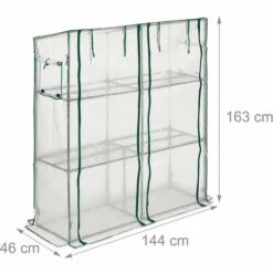 Relaxdays Petite Serre, 4 étagères, 2 Portes Et Fenêtres, Toit Incliné, En PE, HxLxP : 162 X 143 X 46 Cm, Blanc -France Serre de jardin Soldes 2022 61314105 5
