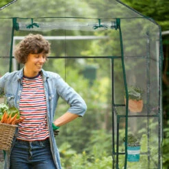 Relaxdays Serre De Jardin, Avec Bâche En PVC, 4 étages, à Taille Humaine, H X L X P : 195x143x73 cm, Vert/transparent -France Serre de jardin Soldes 2022 61314275 4