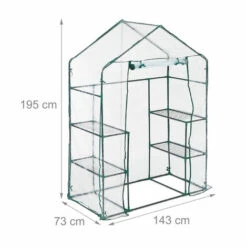 Relaxdays Serre De Jardin, Avec Bâche En PVC, 4 étages, à Taille Humaine, H X L X P : 195x143x73 cm, Vert/transparent -France Serre de jardin Soldes 2022 61314275 5