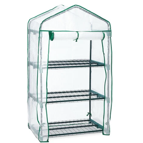 Relaxdays Serre De Balcon, Métal Et PE, 3 Niveaux, Avec Bâche, H X L X P : 127 X 69 X 49 cm, Vert/blanc 3 Relaxdays Serre De Balcon, Métal Et PE, 3 Niveaux, Avec Bâche, H X L X P : 127 X 69 X 49 cm, Vert/blanc