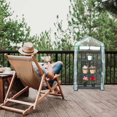 Relaxdays Serre De Balcon, Métal Et PE, 3 Niveaux, Avec Bâche, H X L X P : 127 X 69 X 49 cm, Vert/blanc 5 Relaxdays Serre De Balcon, Métal Et PE, 3 Niveaux, Avec Bâche, H X L X P : 127 X 69 X 49 cm, Vert/blanc – Image 3