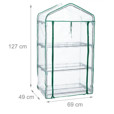 Relaxdays Serre De Balcon, Métal Et PE, 3 Niveaux, Avec Bâche, H X L X P : 127 X 69 X 49 cm, Vert/blanc 7 Relaxdays Serre De Balcon, Métal Et PE, 3 Niveaux, Avec Bâche, H X L X P : 127 X 69 X 49 cm, Vert/blanc – Image 5