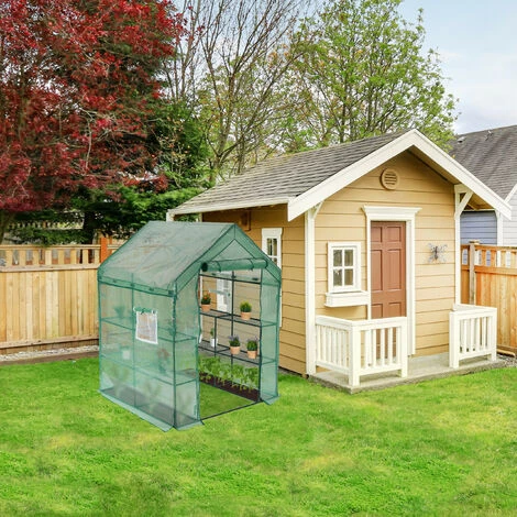 Relaxdays Grande Serre De Jardin, Avec Bâche En PE, Fer, 8 étages, H X L X P : 195 X 145 X 145 cm, Vert 5 Relaxdays Grande Serre De Jardin, Avec Bâche En PE, Fer, 8 étages, H X L X P : 195 X 145 X 145 cm, Vert – Image 3